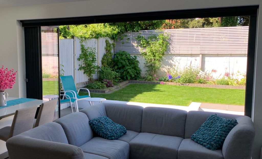 SunSeeker UltraSlim slide & turn doors, fully open to garden