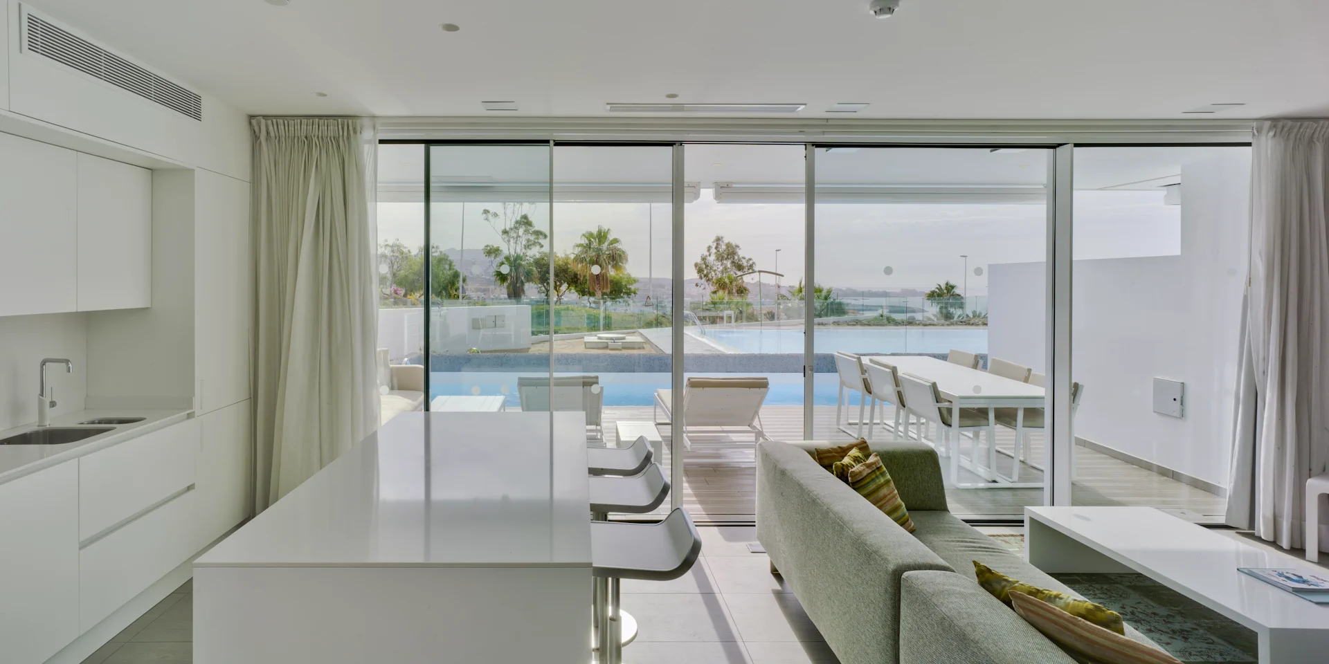 Slimline Sliding Doors by a pool