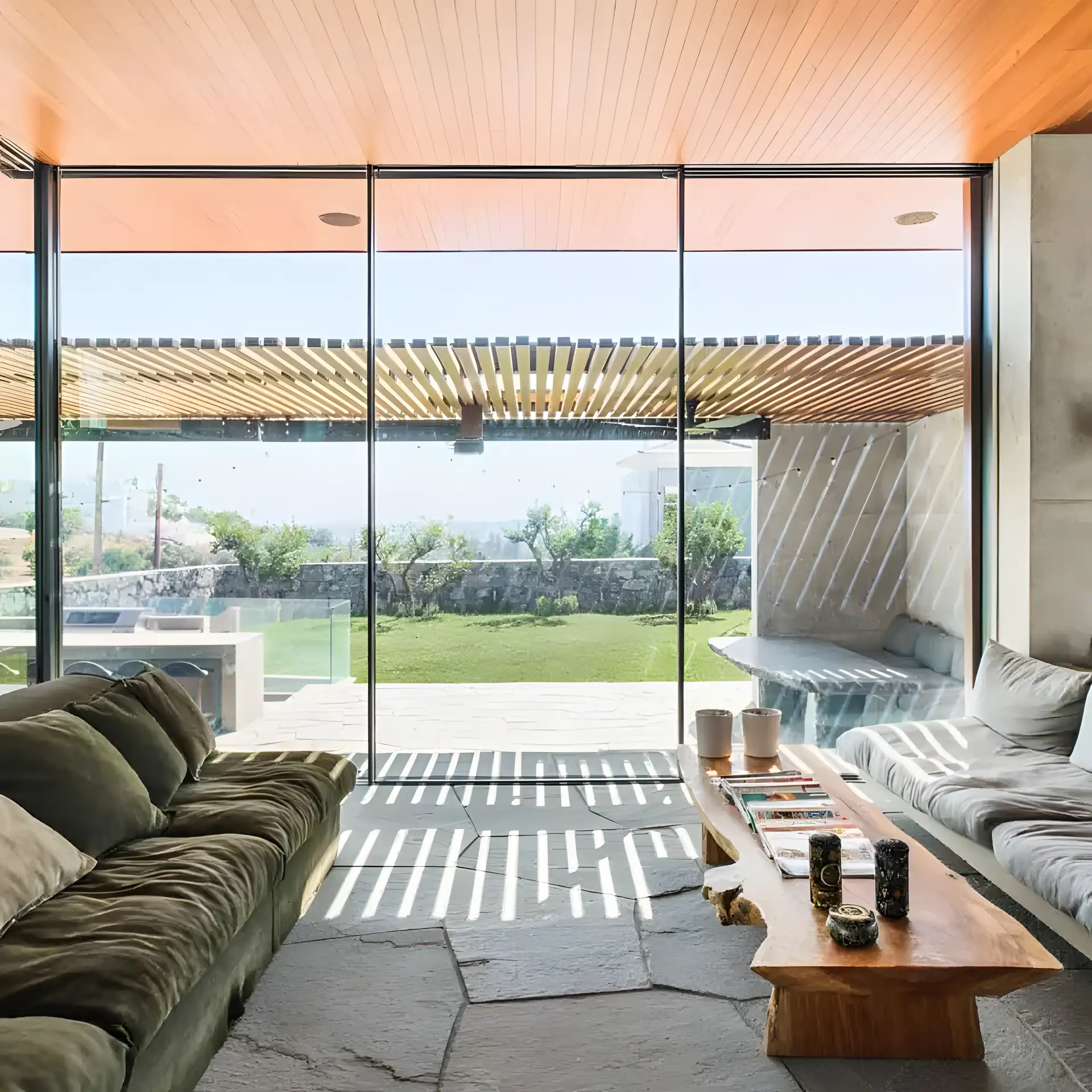 zero threshold sliding doors living room