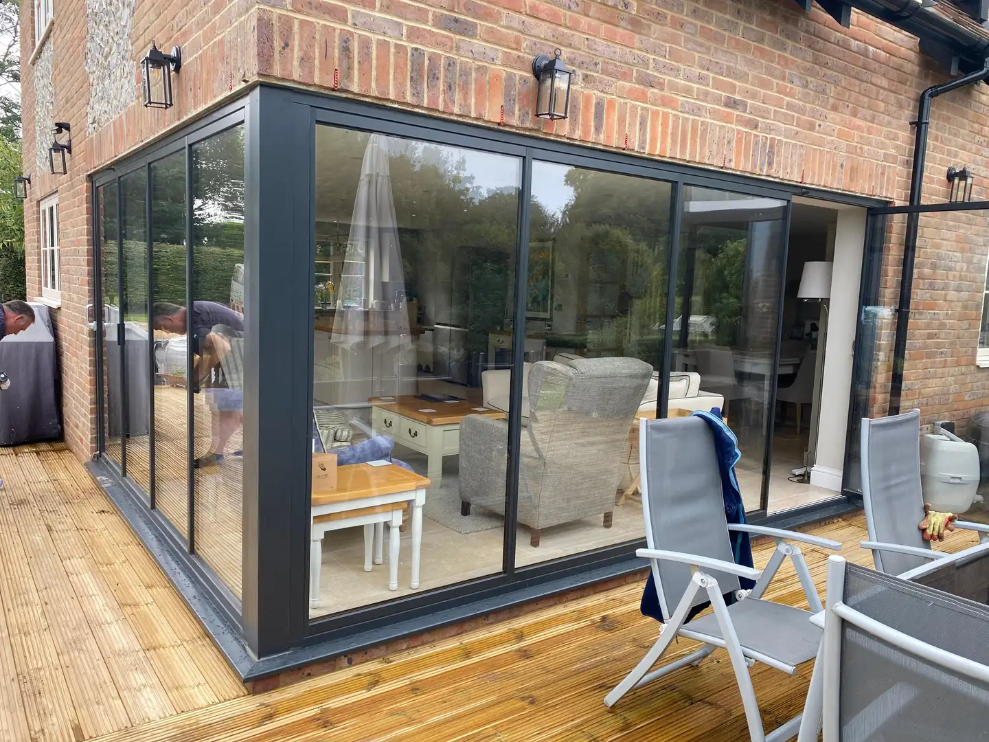 fixed post corner opening patio doors
