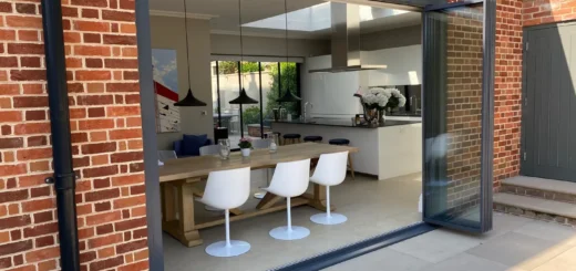 open plan accordion patio doors